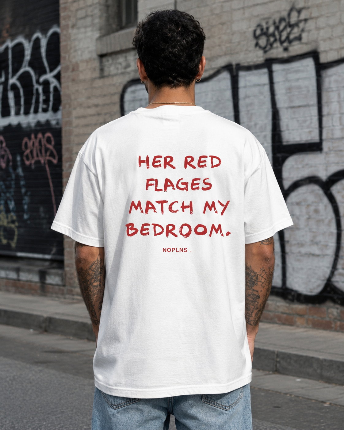 HER RED FLAGS MATCH MY BEDROOM.